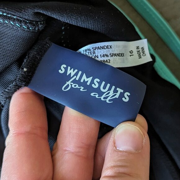 Swimsuits For All Black One Piece Lingerie Strap Swimdress size 16 - Picture 7 of 9